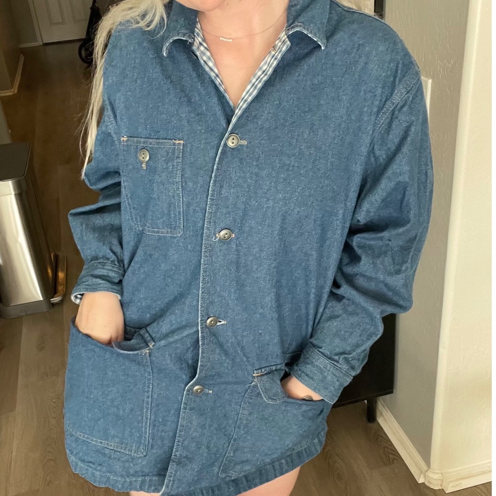 Classic Blue Denim Jean Jacket - Women's Oversized